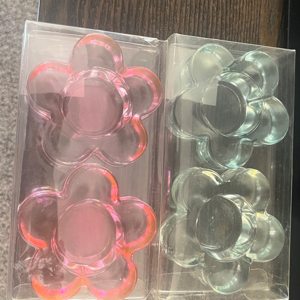 Flower-Shaped Glass tea light candle holders.